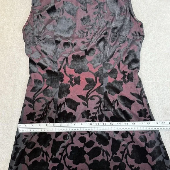 Vtg‎ Black Velvet Burnout Dress Womens 8 Sheer Mesh Y2K Whimsigoth Fairy Grunge - Picture 10 of 13